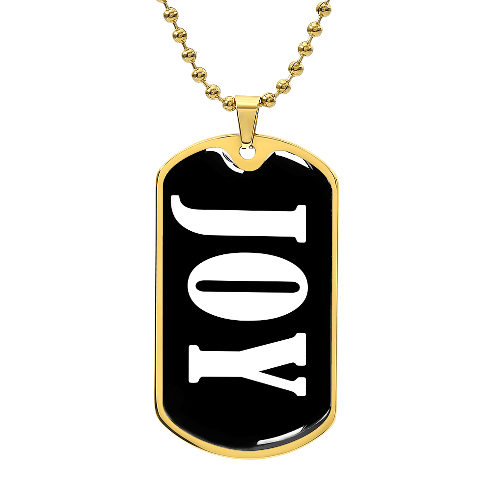 Joy v01w - 18k Gold Finished Luxury Dog Tag Necklace