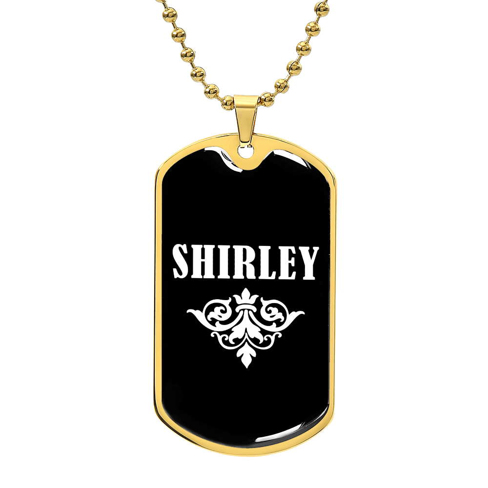 Shirley v03a - 18k Gold Finished Luxury Dog Tag Necklace