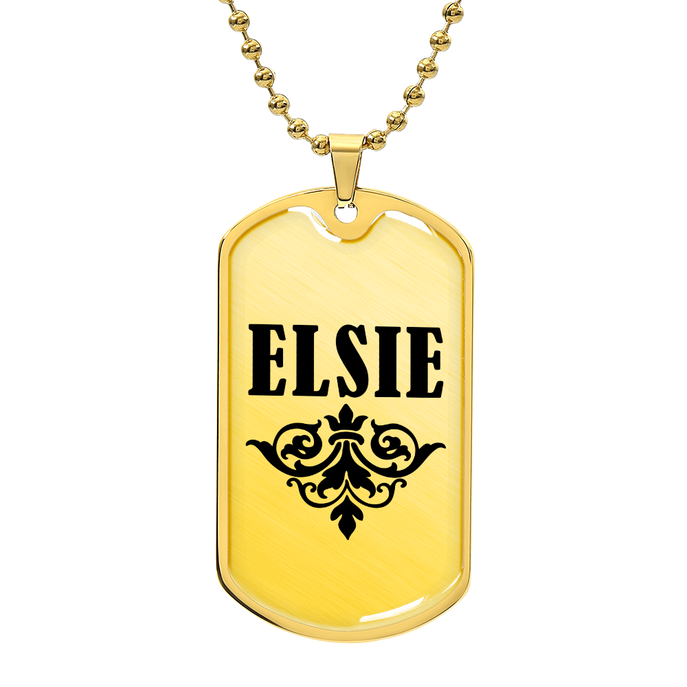 Elsie v01a - 18k Gold Finished Luxury Dog Tag Necklace