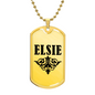 Elsie v01a - 18k Gold Finished Luxury Dog Tag Necklace