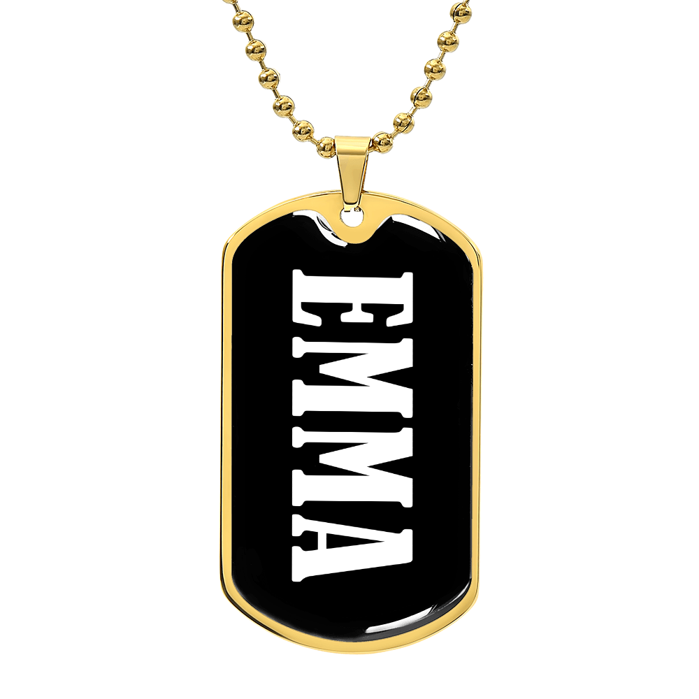 Emma v01w - 18k Gold Finished Luxury Dog Tag Necklace