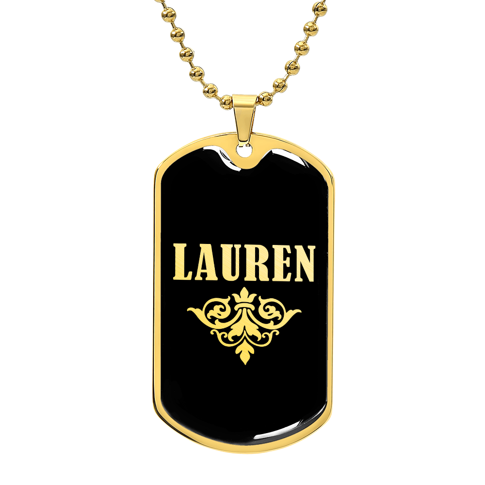 Lauren v02a - 18k Gold Finished Luxury Dog Tag Necklace