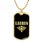 Lauren v02a - 18k Gold Finished Luxury Dog Tag Necklace