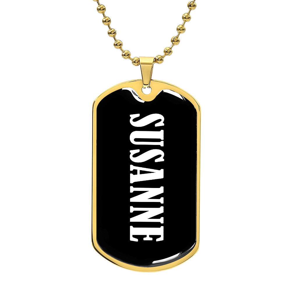 Susanne v03 - 18k Gold Finished Luxury Dog Tag Necklace