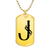 Initial J v001-31 - 18k Gold Finished Luxury Dog Tag Necklace