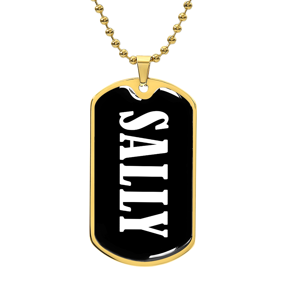 Sally v01w - 18k Gold Finished Luxury Dog Tag Necklace