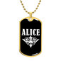 Alice v03a - 18k Gold Finished Luxury Dog Tag Necklace