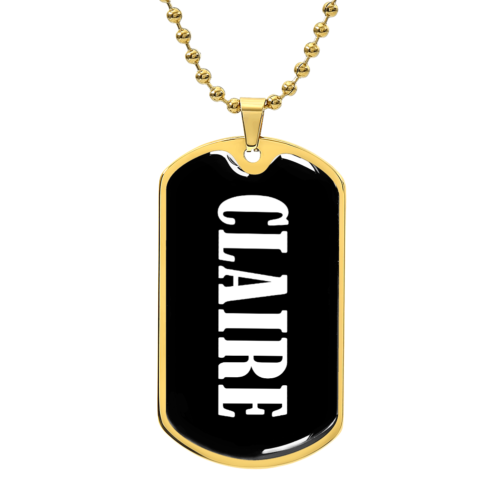 Claire v01w - 18k Gold Finished Luxury Dog Tag Necklace