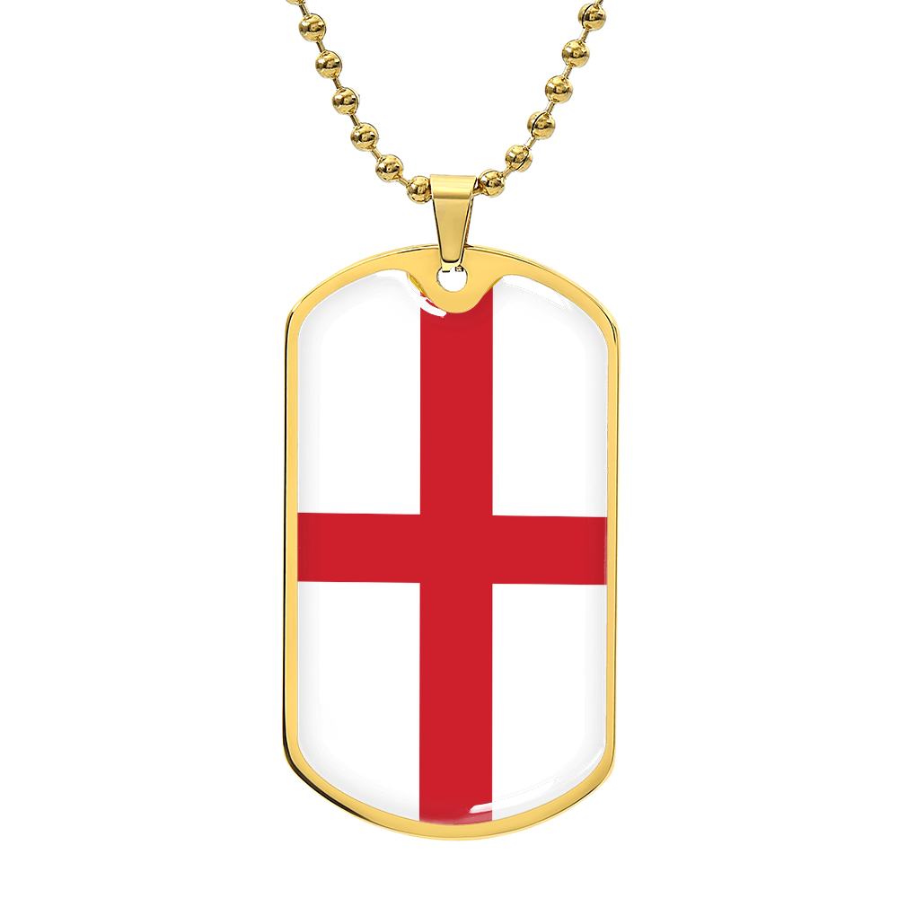 English Flag - 18k Gold Finished Luxury Dog Tag Necklace