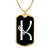 Initial K v001-33 - 18k Gold Finished Luxury Dog Tag Necklace