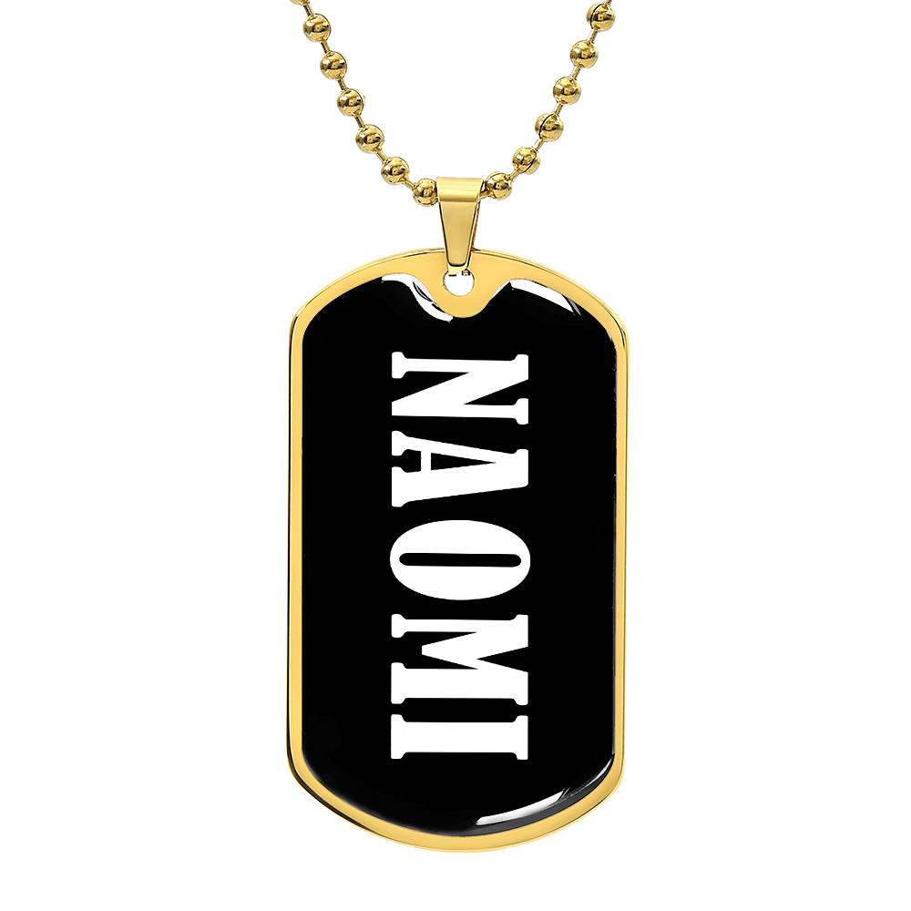 Naomi v01w - 18k Gold Finished Luxury Dog Tag Necklace
