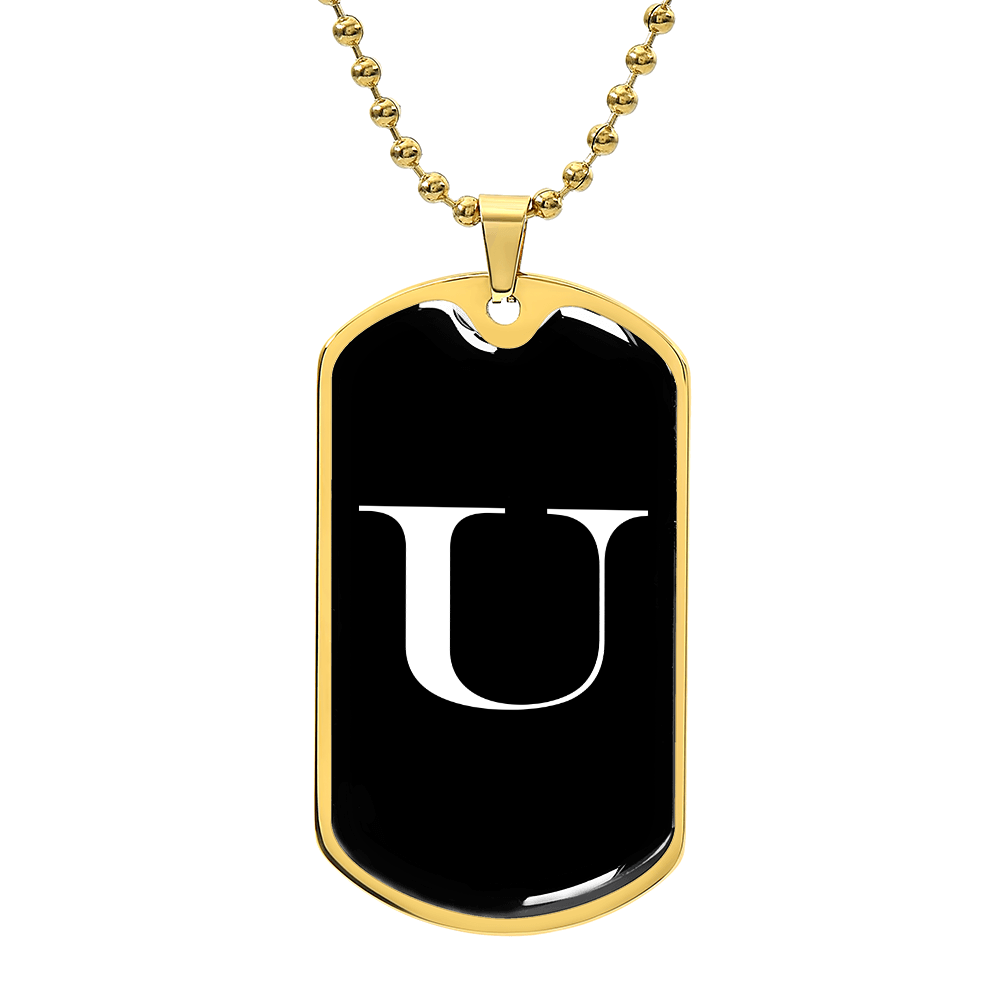 Initial U v3a - 18k Gold Finished Luxury Dog Tag Necklace