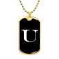 Initial U v3a - 18k Gold Finished Luxury Dog Tag Necklace