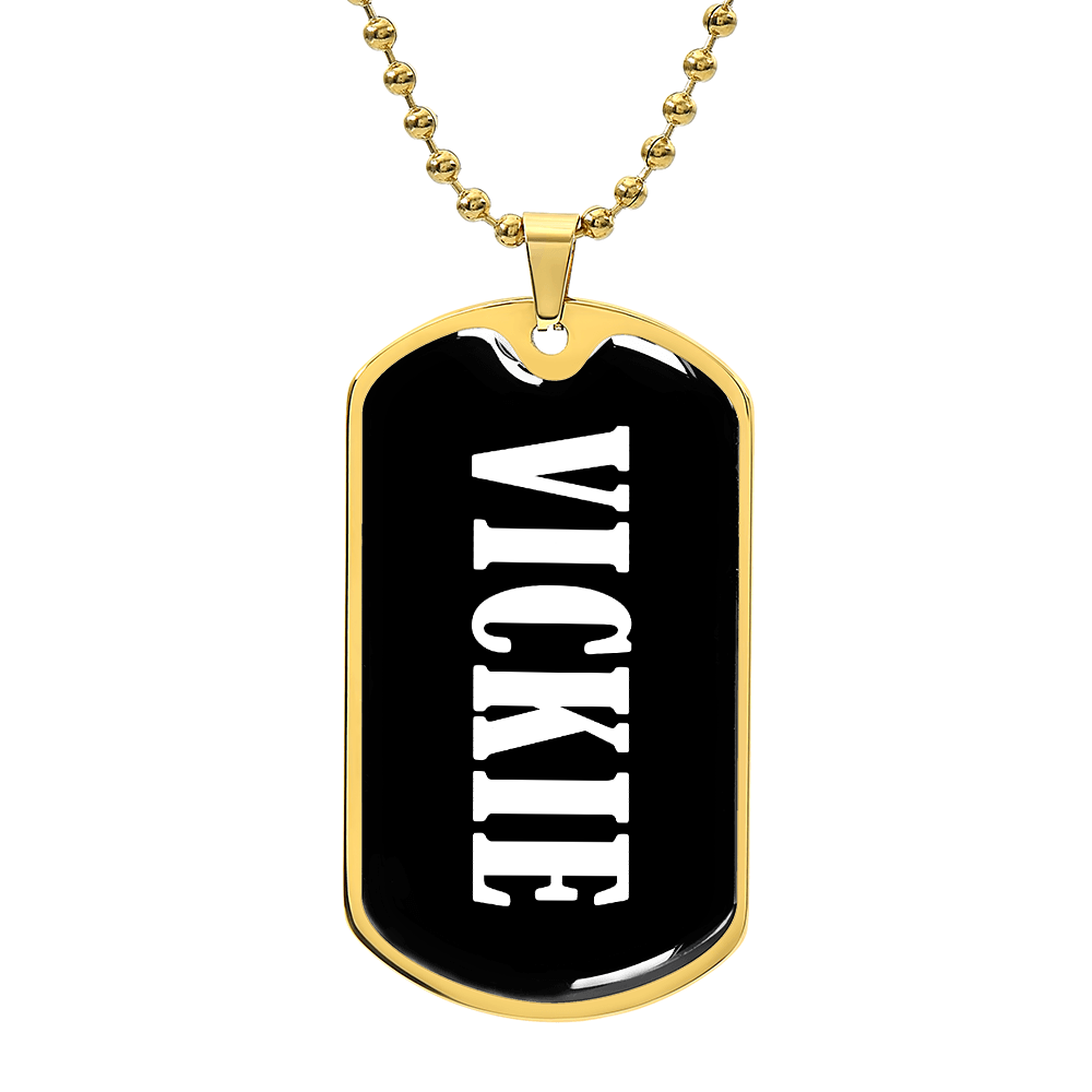 Vickie v01w - 18k Gold Finished Luxury Dog Tag Necklace