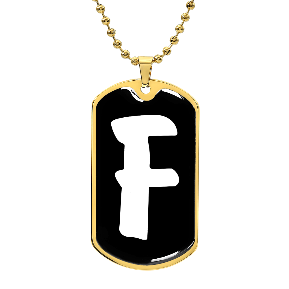 Initial F v3b - 18k Gold Finished Luxury Dog Tag Necklace