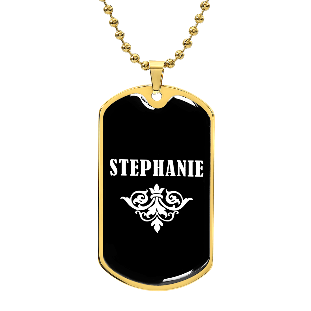 Stephanie v03a - 18k Gold Finished Luxury Dog Tag Necklace