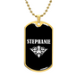 Stephanie v03a - 18k Gold Finished Luxury Dog Tag Necklace