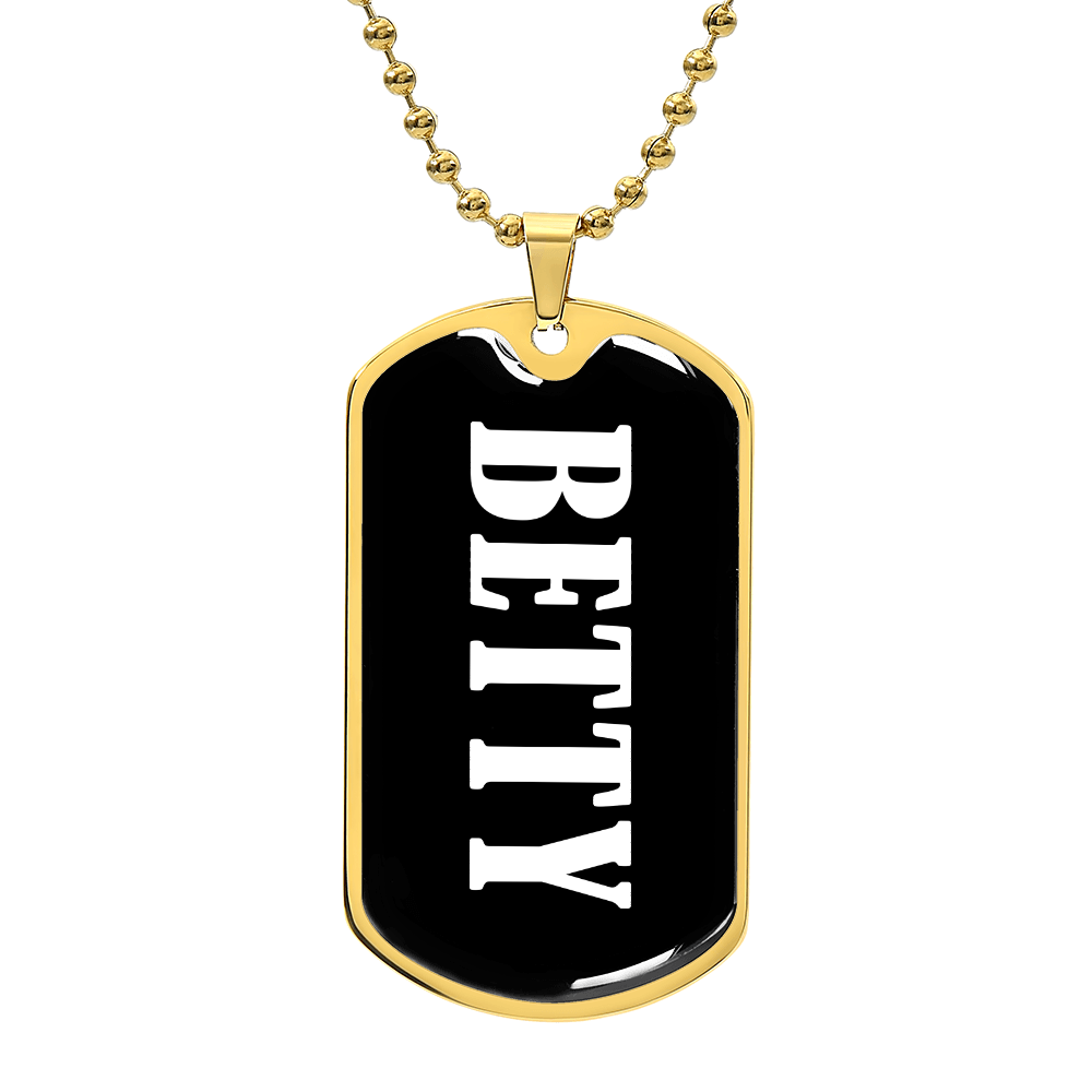 Betty v01w - 18k Gold Finished Luxury Dog Tag Necklace