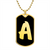 Initial A v2b - 18k Gold Finished Luxury Dog Tag Necklace