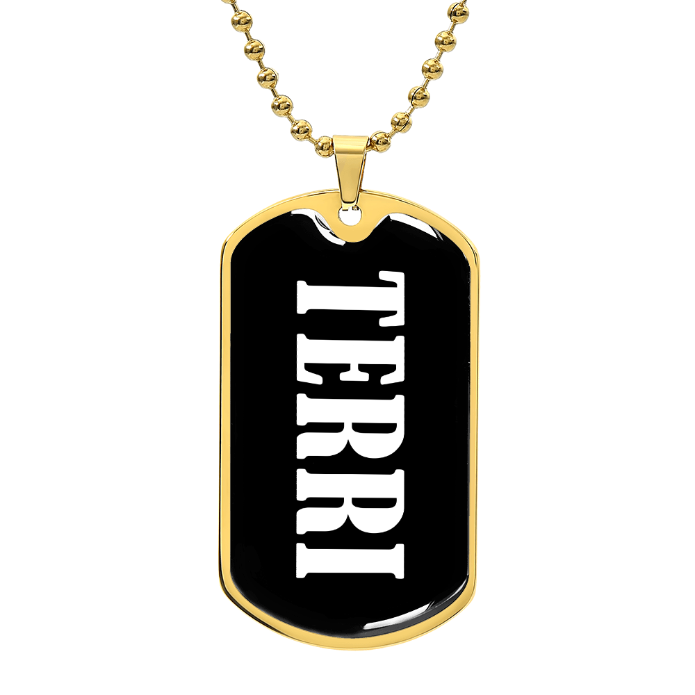 Terri v01w - 18k Gold Finished Luxury Dog Tag Necklace