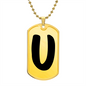 Initial U v1b - 18k Gold Finished Luxury Dog Tag Necklace
