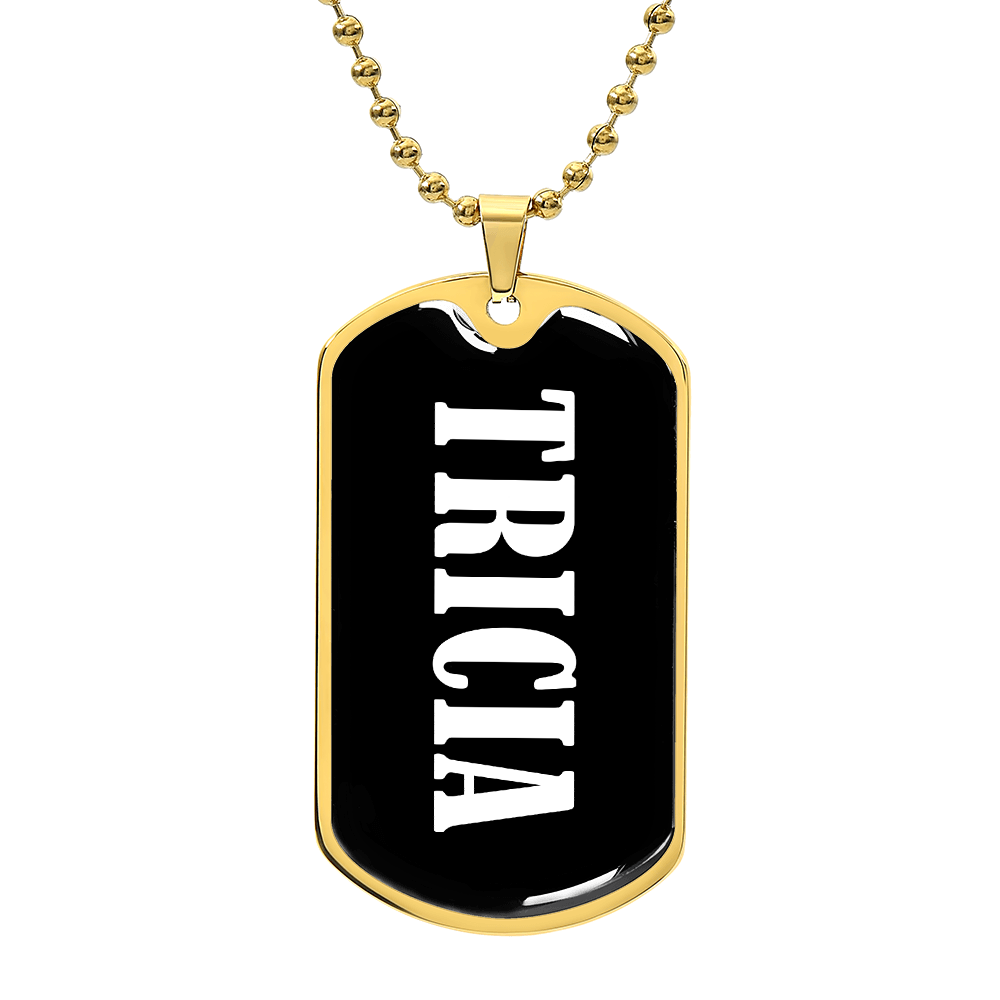 Tricia v03 - 18k Gold Finished Luxury Dog Tag Necklace