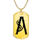 Initial A v001-31 - 18k Gold Finished Luxury Dog Tag Necklace