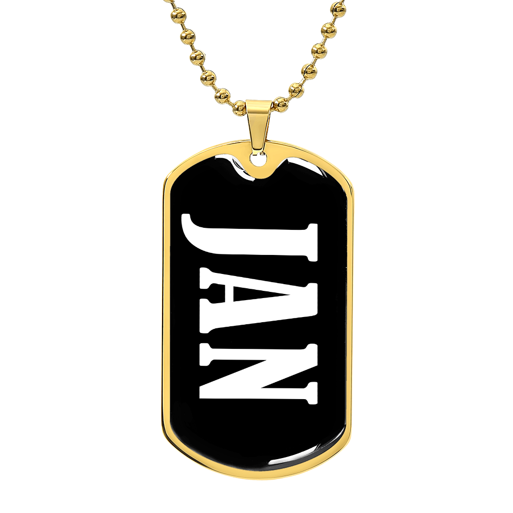Jan v01w - 18k Gold Finished Luxury Dog Tag Necklace
