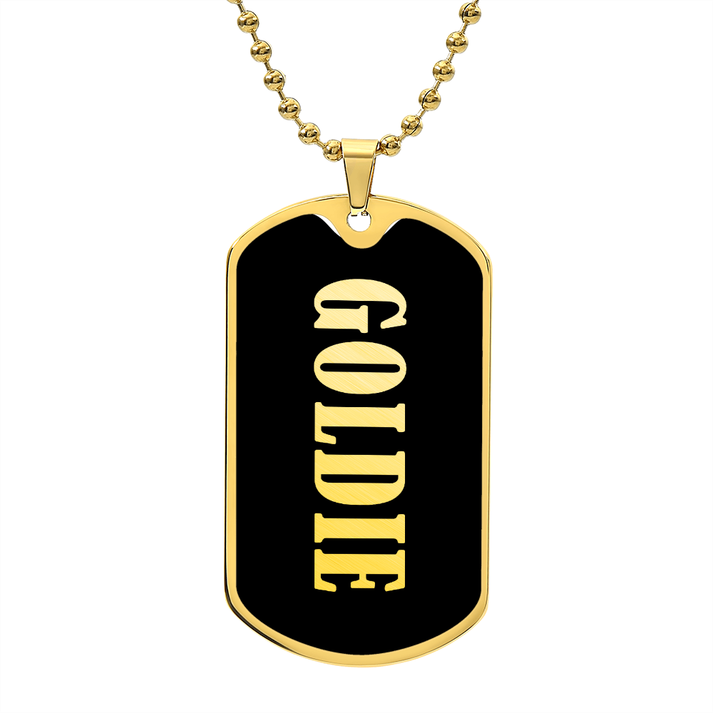 Goldie v02 - 18k Gold Finished Luxury Dog Tag Necklace