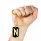 Initial N v2b - 18k Gold Finished Luxury Dog Tag Necklace