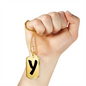 Initial Y v1b - 18k Gold Finished Luxury Dog Tag Necklace