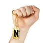 Initial N v1b - 18k Gold Finished Luxury Dog Tag Necklace