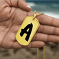 Initial A v1b - 18k Gold Finished Luxury Dog Tag Necklace