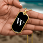 Initial W v3a - 18k Gold Finished Luxury Dog Tag Necklace
