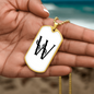 Initial W v001-34 - 18k Gold Finished Luxury Dog Tag Necklace