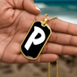 Initial P v3b - 18k Gold Finished Luxury Dog Tag Necklace