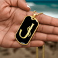 Initial J v001-32 - 18k Gold Finished Luxury Dog Tag Necklace