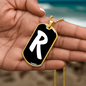 Initial R v3b - 18k Gold Finished Luxury Dog Tag Necklace