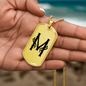 Initial M v001-31 - 18k Gold Finished Luxury Dog Tag Necklace