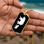 Mama Bear With 1 Cub v3 - 18k Gold Finished Luxury Dog Tag Necklace