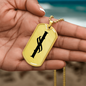 Initial I v001-31 - 18k Gold Finished Luxury Dog Tag Necklace