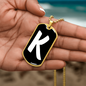 Initial K v3b - 18k Gold Finished Luxury Dog Tag Necklace