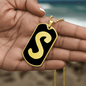 Initial S v2b - 18k Gold Finished Luxury Dog Tag Necklace