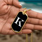 Initial K v3a - 18k Gold Finished Luxury Dog Tag Necklace
