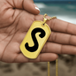 Initial S v1b - 18k Gold Finished Luxury Dog Tag Necklace