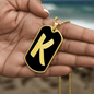 Initial K v2b - 18k Gold Finished Luxury Dog Tag Necklace