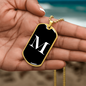 Initial M v3a - 18k Gold Finished Luxury Dog Tag Necklace