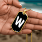 Initial W v3b - 18k Gold Finished Luxury Dog Tag Necklace