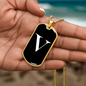 Initial V v3a - 18k Gold Finished Luxury Dog Tag Necklace