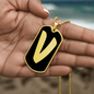 Initial V v2b - 18k Gold Finished Luxury Dog Tag Necklace